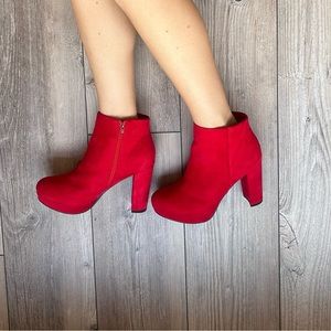 Red Suede Ankle Boots